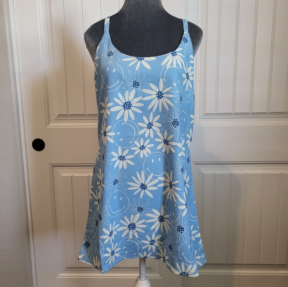 BSR By Samii Ryan Smiley Mini Blue Daisy Dress